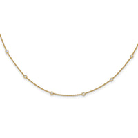14k Diamond Station Cable Necklace-PM1007-036-YA-16