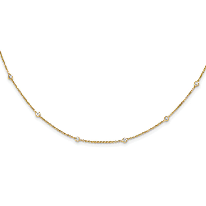 14k Diamond Station Cable Necklace-PM1007-042-YA-18
