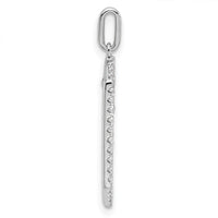 14K White Gold Polished Diamond Framed Dangle Cross Pendant-PM10073-020-WAA