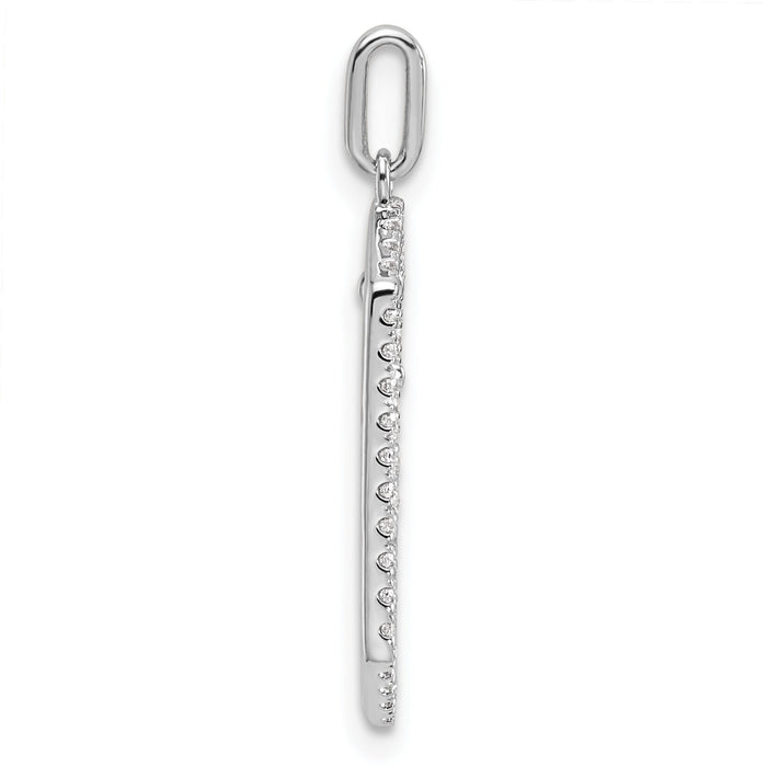 14K White Gold Polished Diamond Framed Dangle Cross Pendant-PM10073-020-WAA