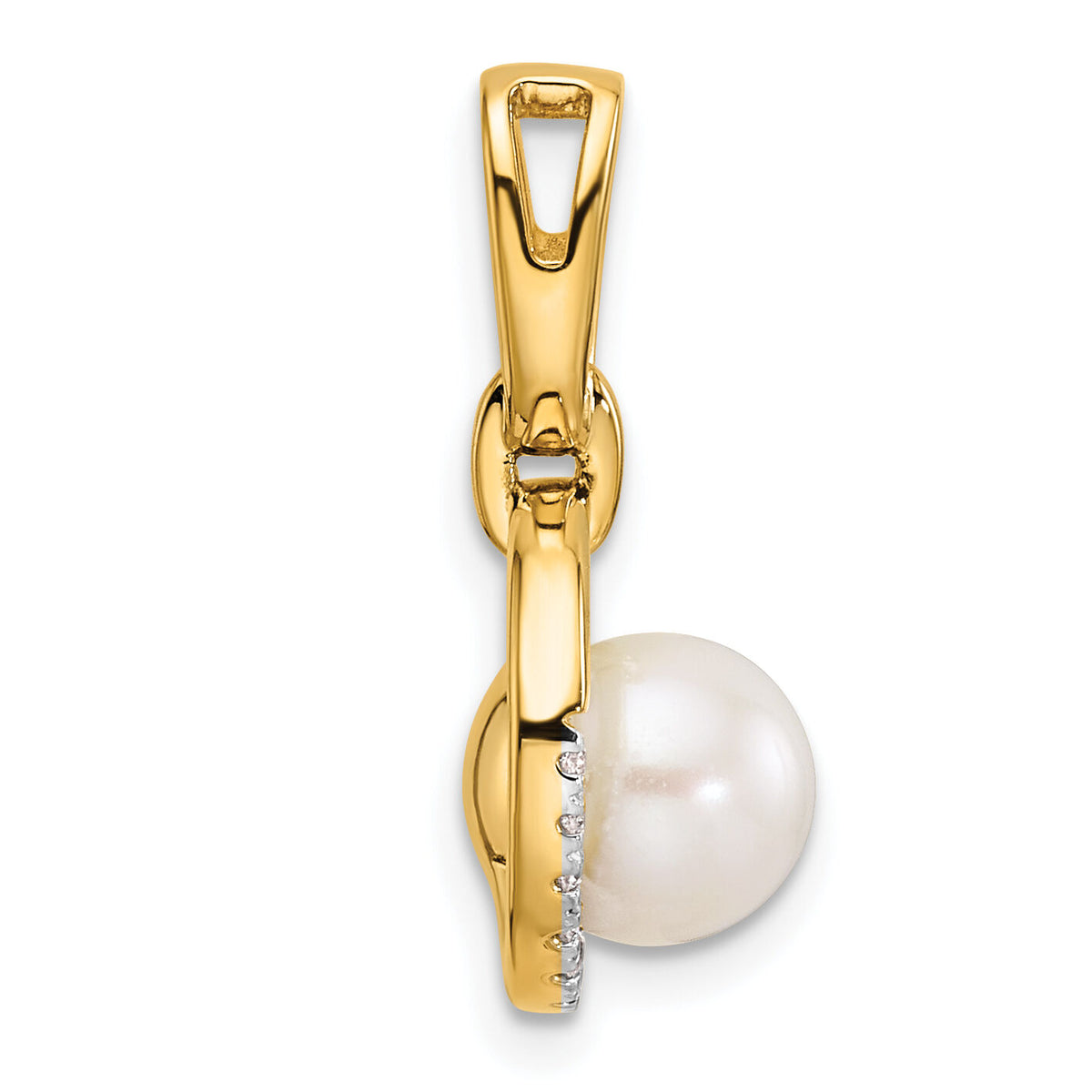14K Polished Diamond and Pearl Open Circle Pendant-PM10081-007-YAA