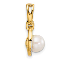 14K Polished Diamond and Pearl Open Circle Pendant-PM10081-007-YAA
