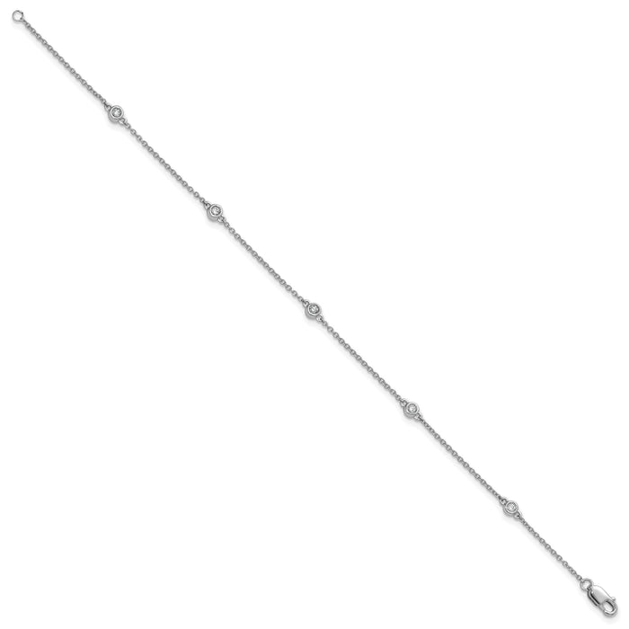 14k White Gold Diamond Station Cable Bracelet-PM1009-008-WA-7