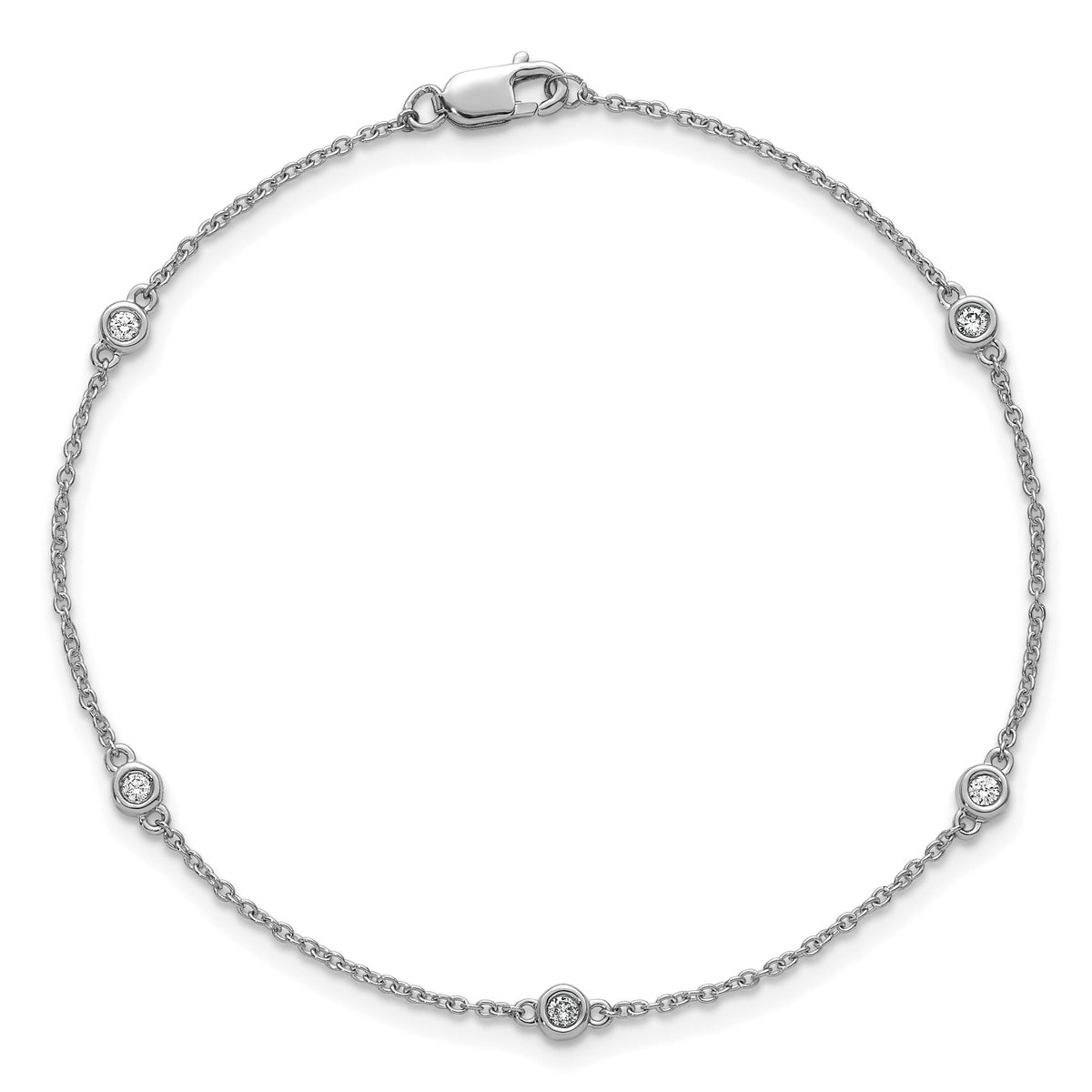 14k White Gold Diamond Station Cable Bracelet-PM1009-008-WA-7
