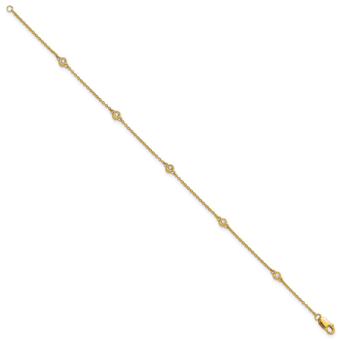 14k Diamond Station Cable Bracelet-PM1009-008-YA-7