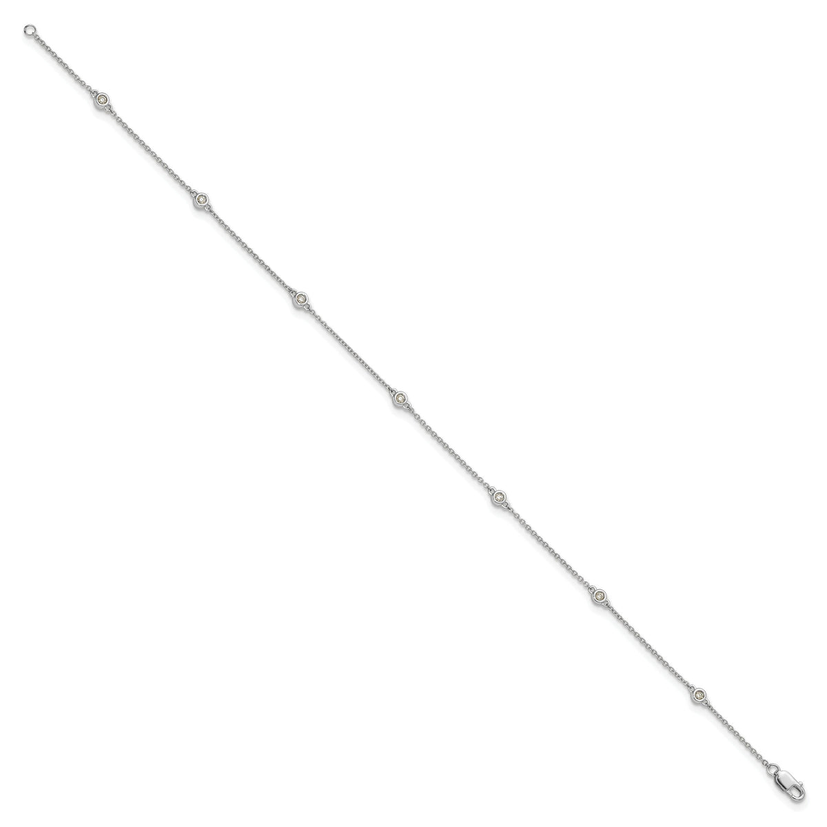14k White Gold Diamond Station Cable Anklet-PM1009-012-WA-9