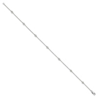 14k White Gold Diamond Station Cable Anklet-PM1009-012-WA-9