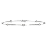 14k White Gold Diamond Station Cable Anklet-PM1009-012-WA-9
