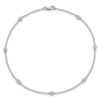 14k White Gold Diamond Station Cable Anklet-PM1009-012-WA-9