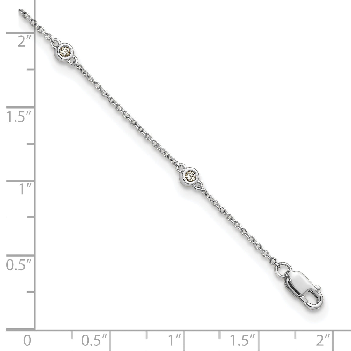 14k White Gold Diamond Station Cable Anklet-PM1009-012-WA-9