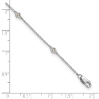 14k White Gold Diamond Station Cable Anklet-PM1009-012-WA-9