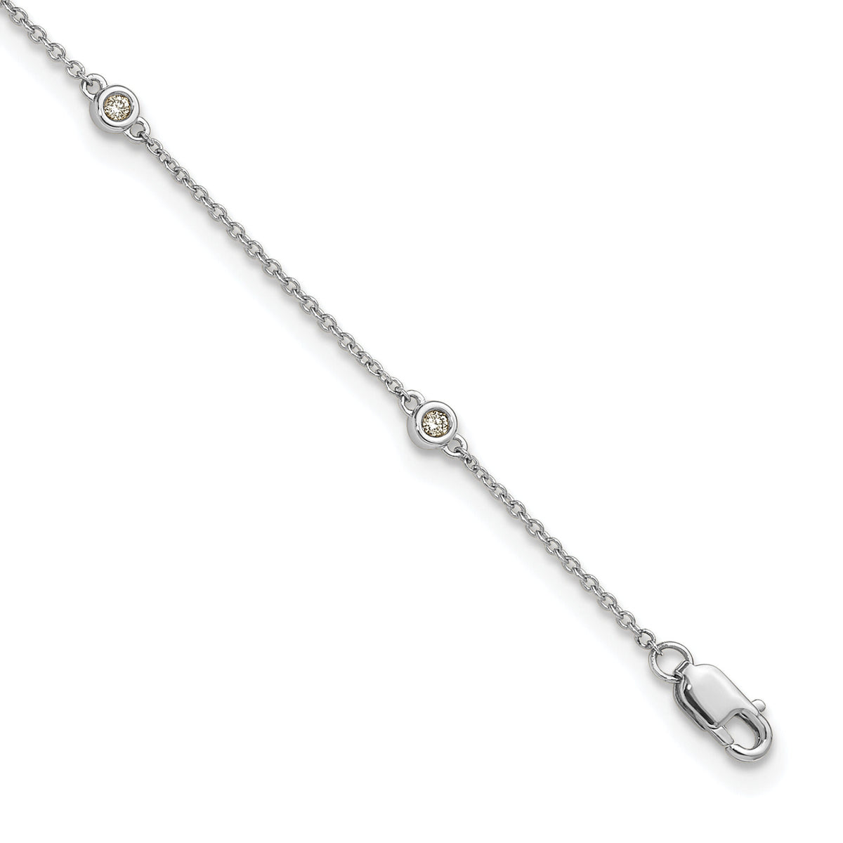 14k White Gold Diamond Station Cable Anklet-PM1009-012-WA-9