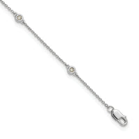 14k White Gold Diamond Station Cable Anklet-PM1009-012-WA-9