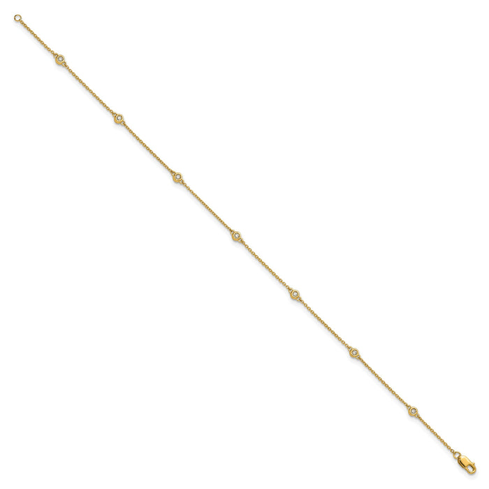 14k Diamond Station Cable Anklet-PM1009-012-YA-9