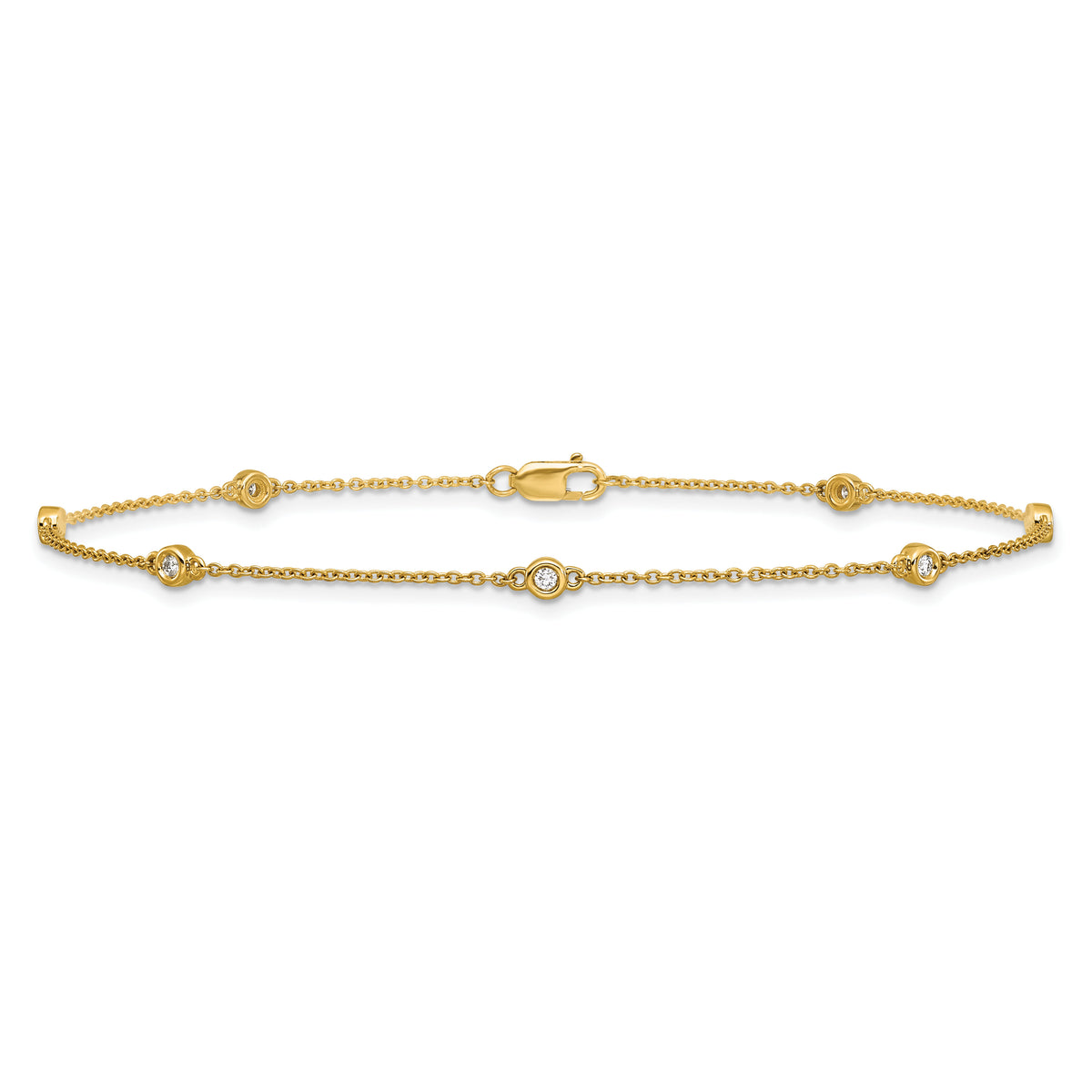 14k Diamond Station Cable Anklet-PM1009-012-YA-9