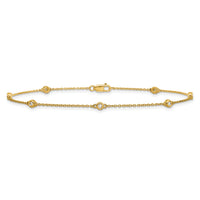 14k Diamond Station Cable Anklet-PM1009-012-YA-9