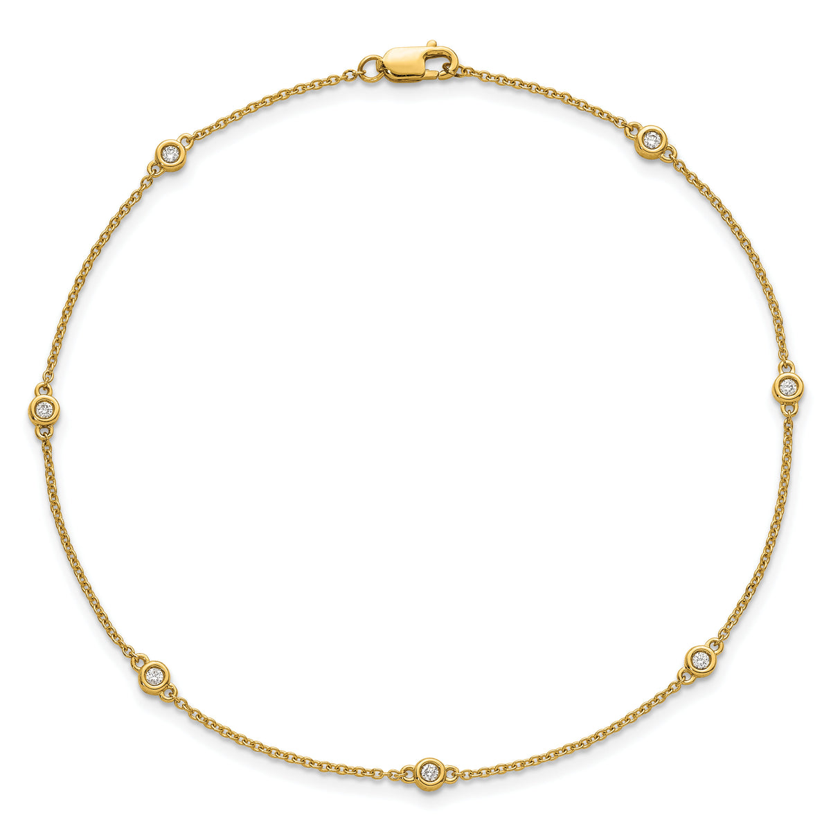 14k Diamond Station Cable Anklet-PM1009-012-YA-9