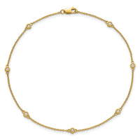 14k Diamond Station Cable Anklet-PM1009-012-YA-9
