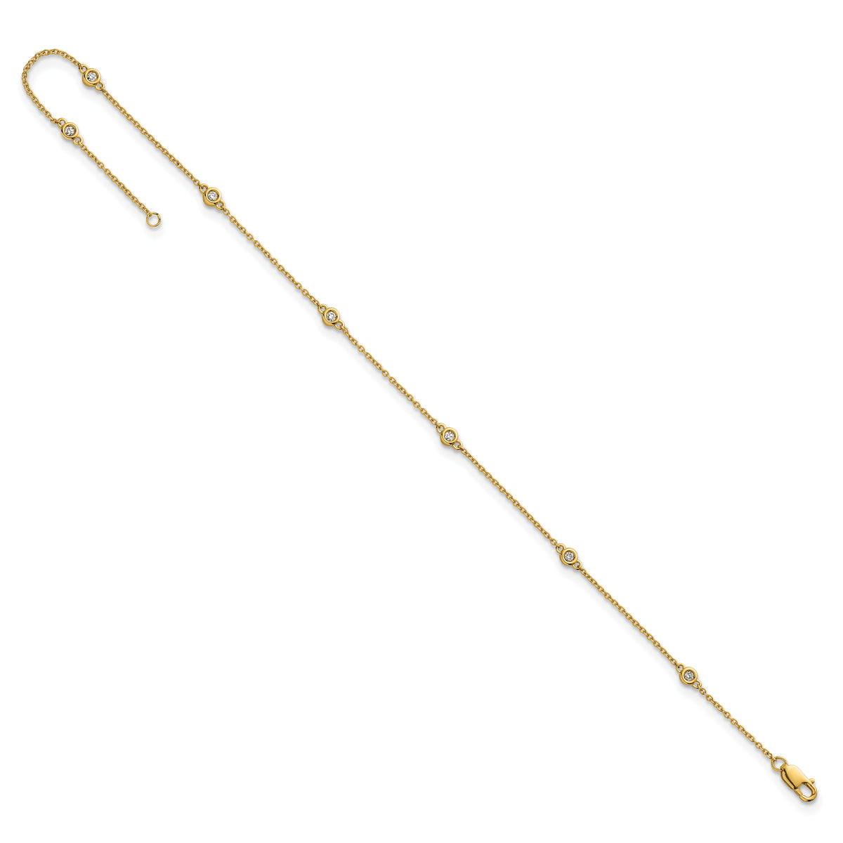 14k Diamond Station Cable Anklet-PM1009-012-YA-9