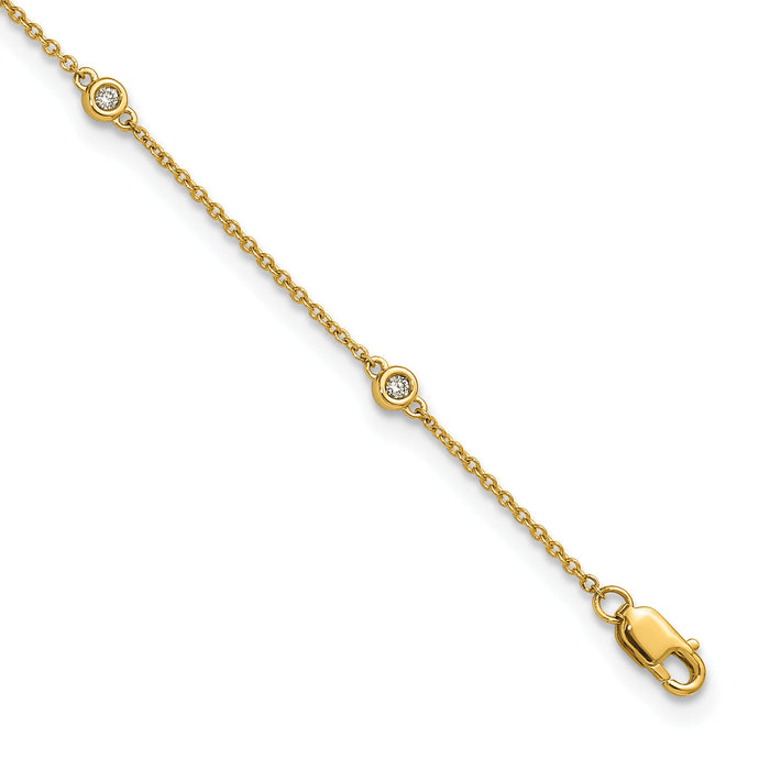 14k Diamond Station Cable Anklet-PM1009-012-YA-9