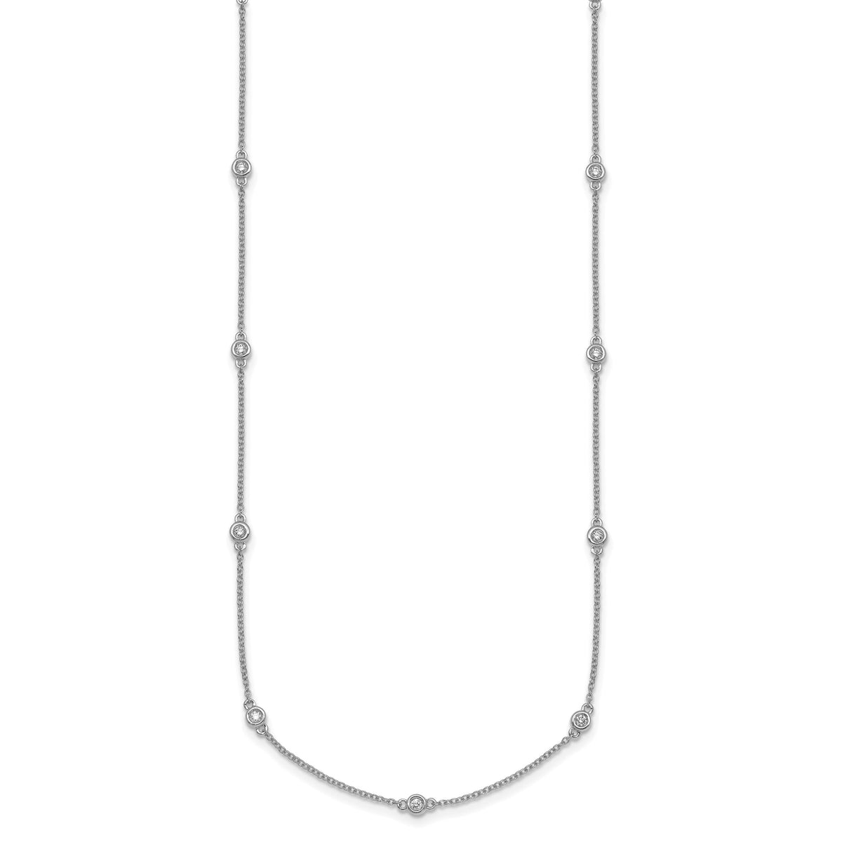 14k White Gold Diamond Station Cable Necklace-PM1009-029-WA-20