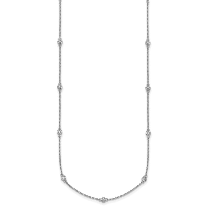 14k White Gold Diamond Station Cable Necklace-PM1009-029-WA-20