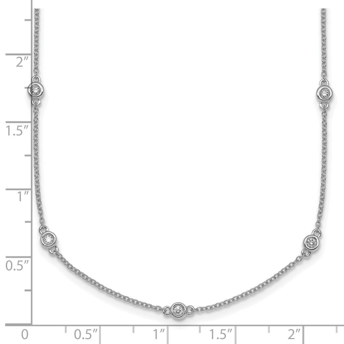 14k White Gold Diamond Station Cable Necklace-PM1009-029-WA-20