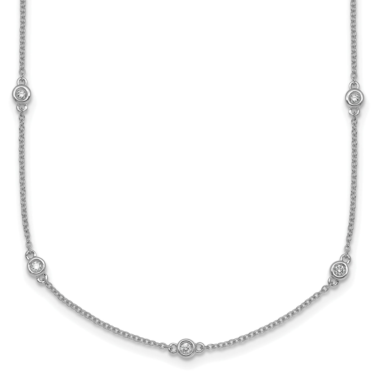 14k White Gold Diamond Station Cable Necklace-PM1009-029-WA-20