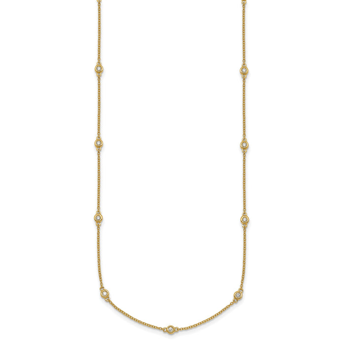 14k Diamond Station Cable Necklace-PM1009-029-YA-20