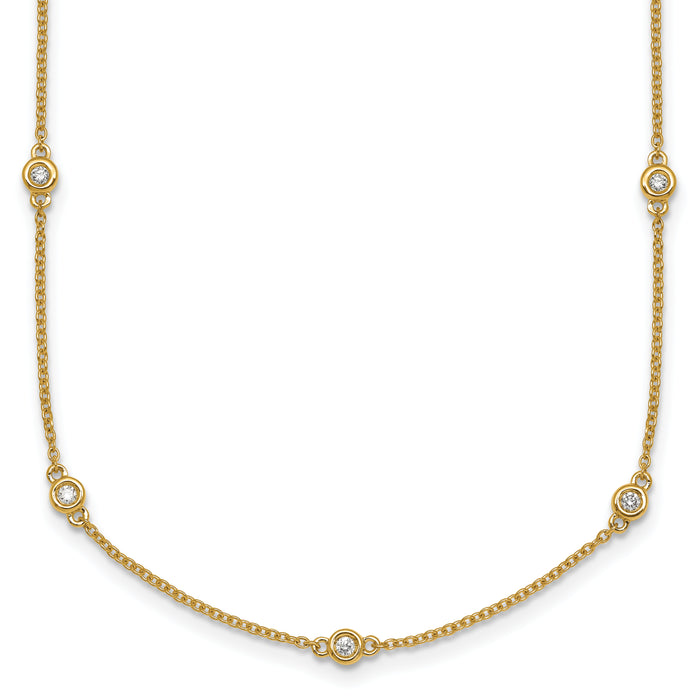 14k Diamond Station Cable Necklace-PM1009-029-YA-20