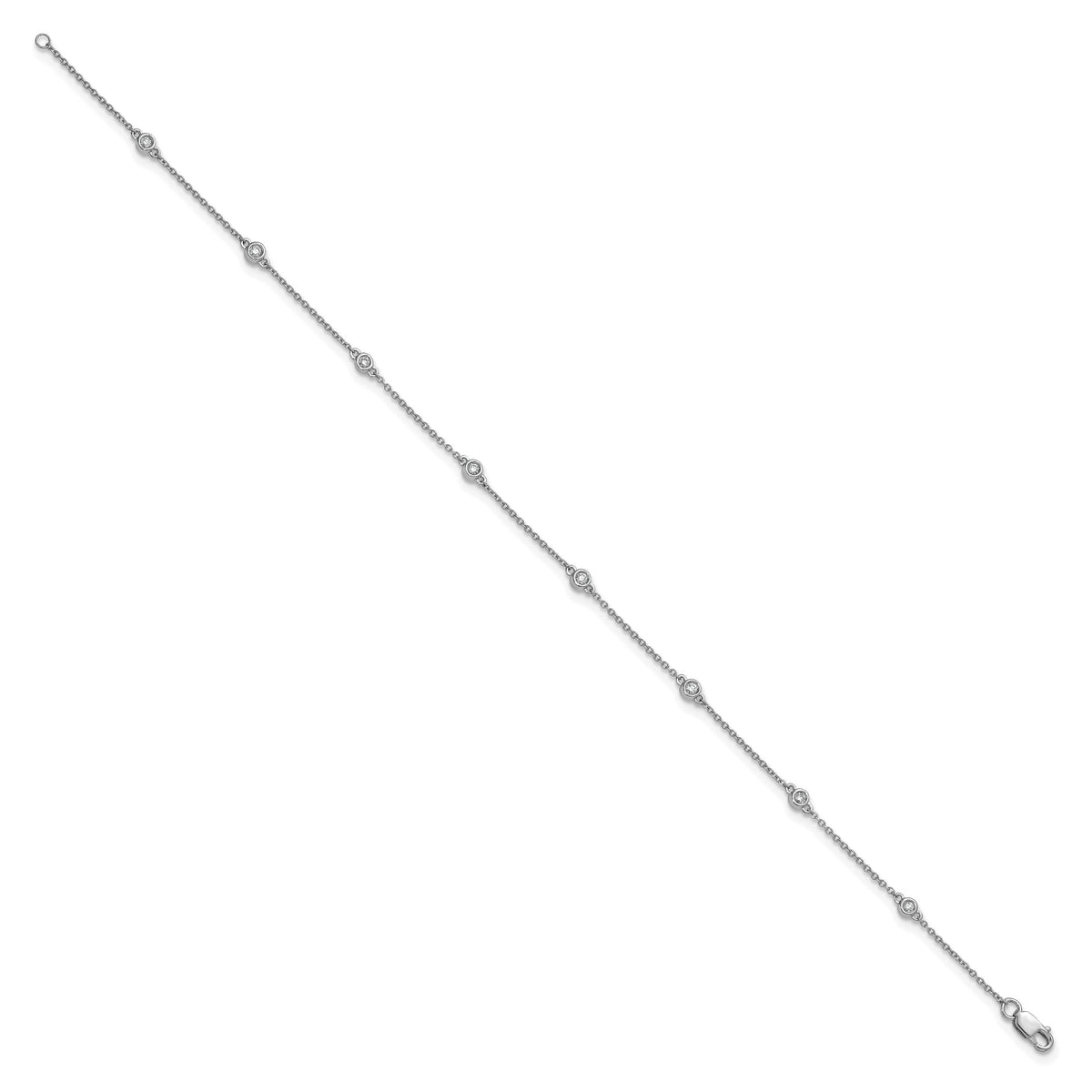 14k White Gold Diamond Station Cable Anklet-PM1010-013-WA-9