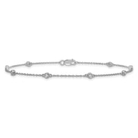 14k White Gold Diamond Station Cable Anklet-PM1010-013-WA-9