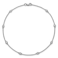 14k White Gold Diamond Station Cable Anklet-PM1010-013-WA-9