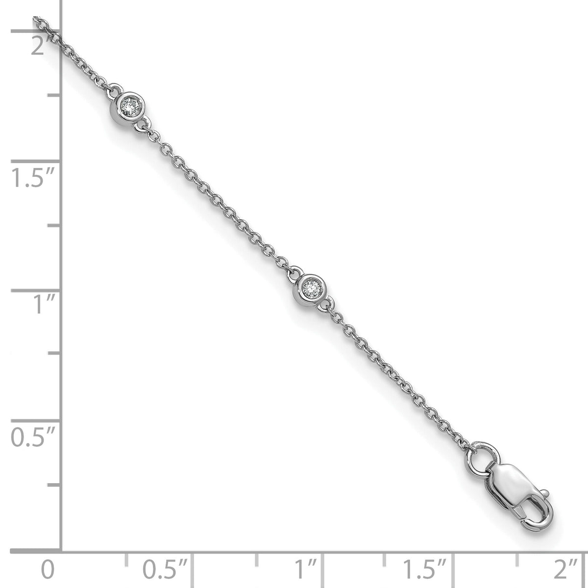 14k White Gold Diamond Station Cable Anklet-PM1010-013-WA-9