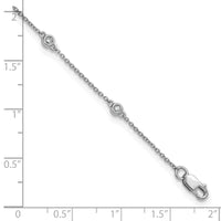 14k White Gold Diamond Station Cable Anklet-PM1010-013-WA-9