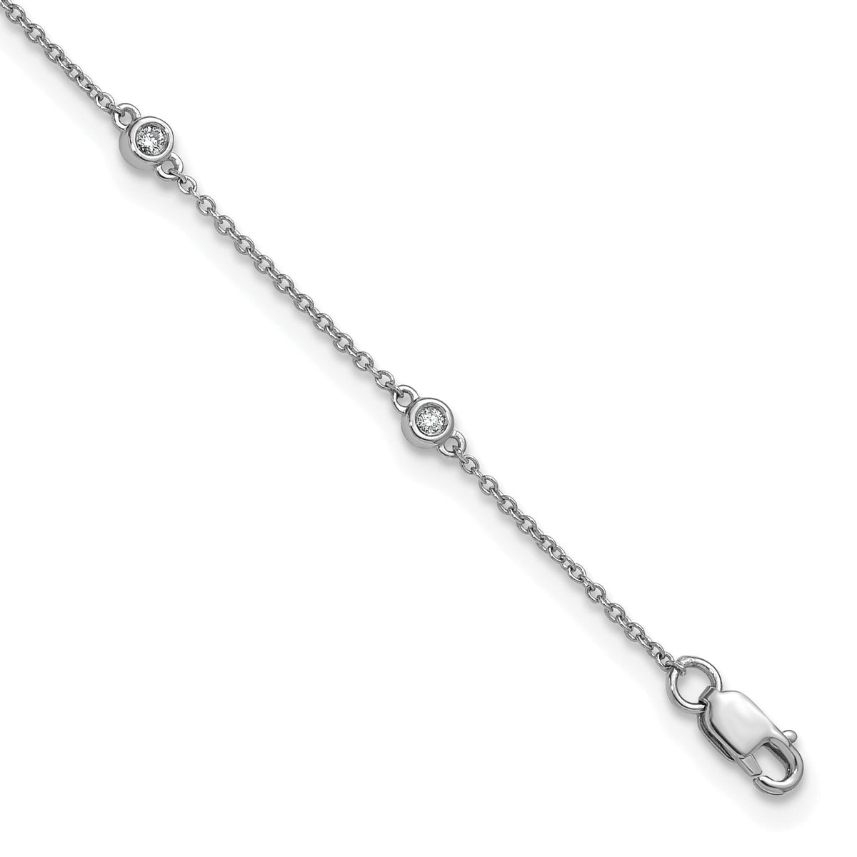14k White Gold Diamond Station Cable Anklet-PM1010-013-WA-9