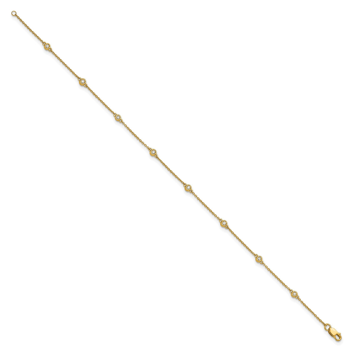 14k Diamond Station Cable Anklet-PM1010-013-YA-9