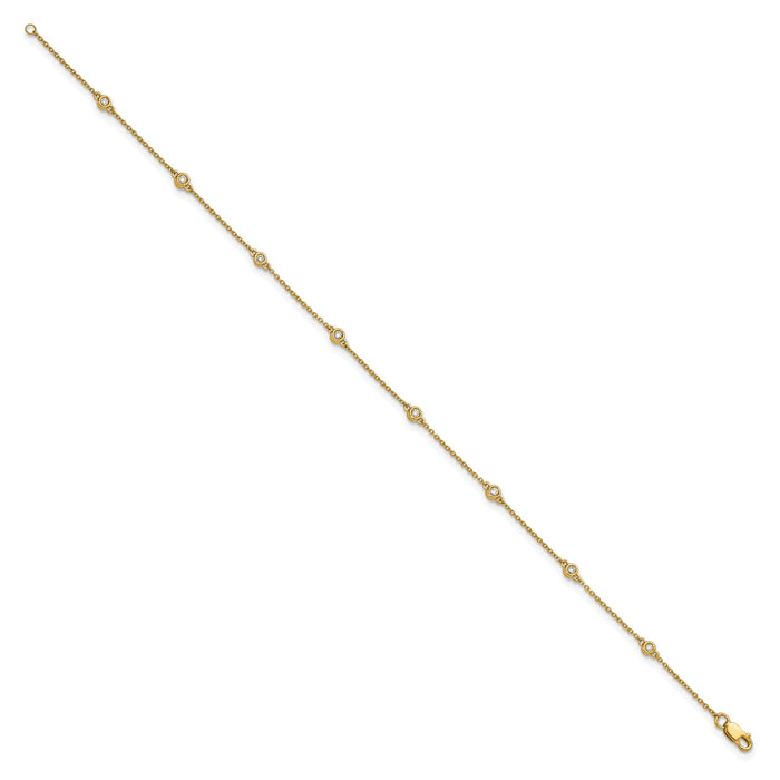 14k Diamond Station Cable Anklet-PM1010-013-YA-9