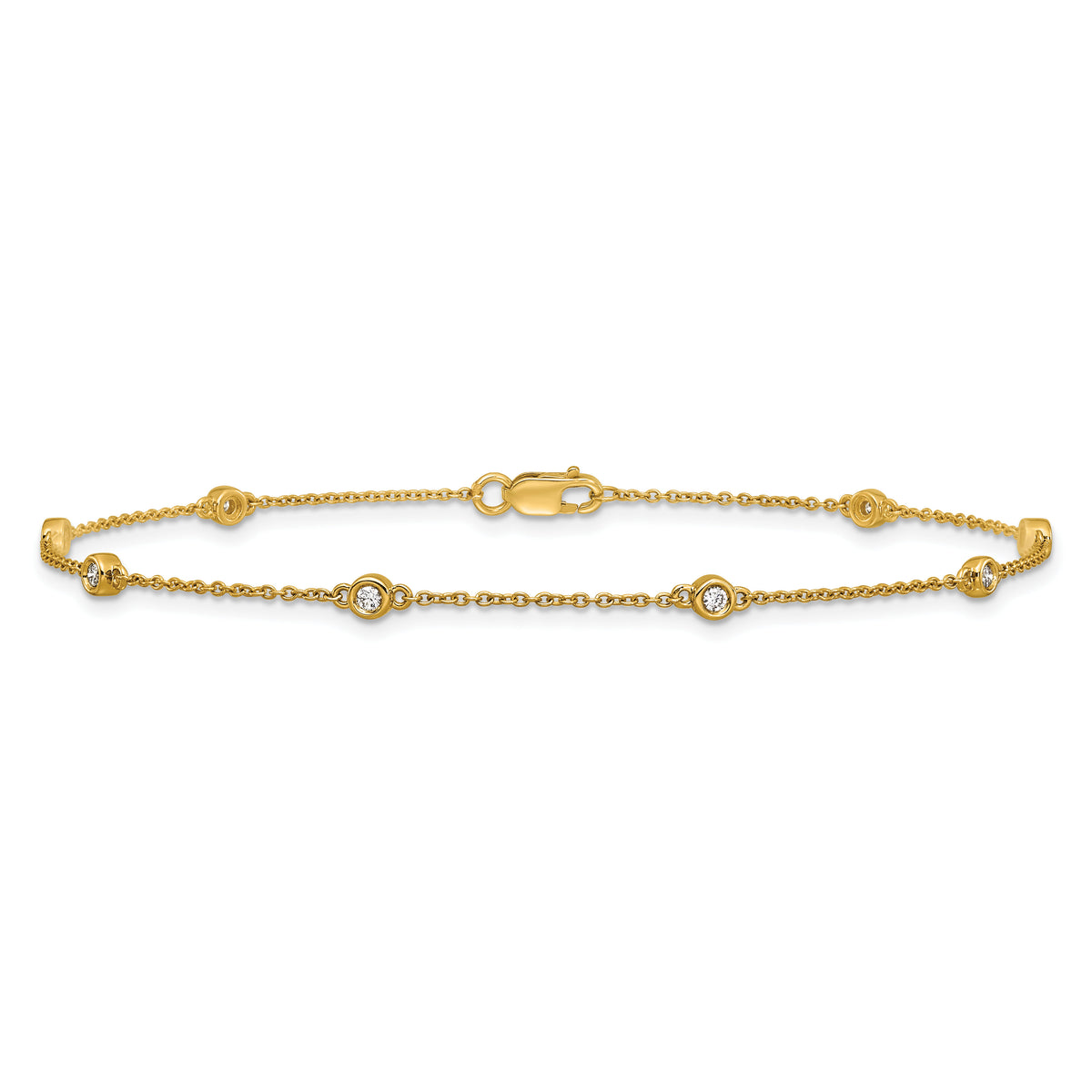 14k Diamond Station Cable Anklet-PM1010-013-YA-9