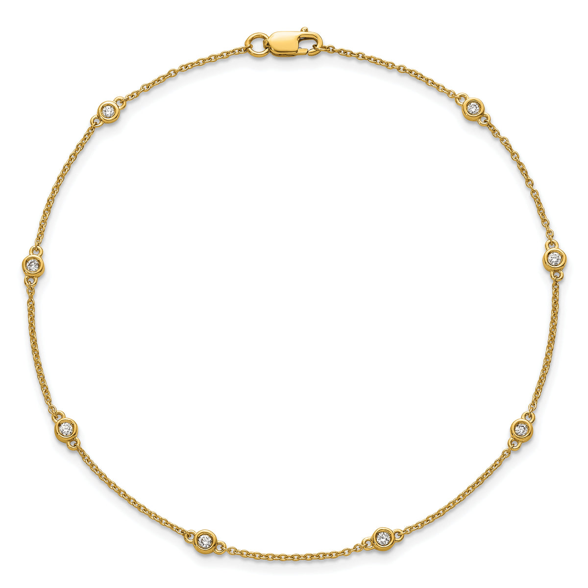 14k Diamond Station Cable Anklet-PM1010-013-YA-9