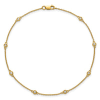 14k Diamond Station Cable Anklet-PM1010-013-YA-9
