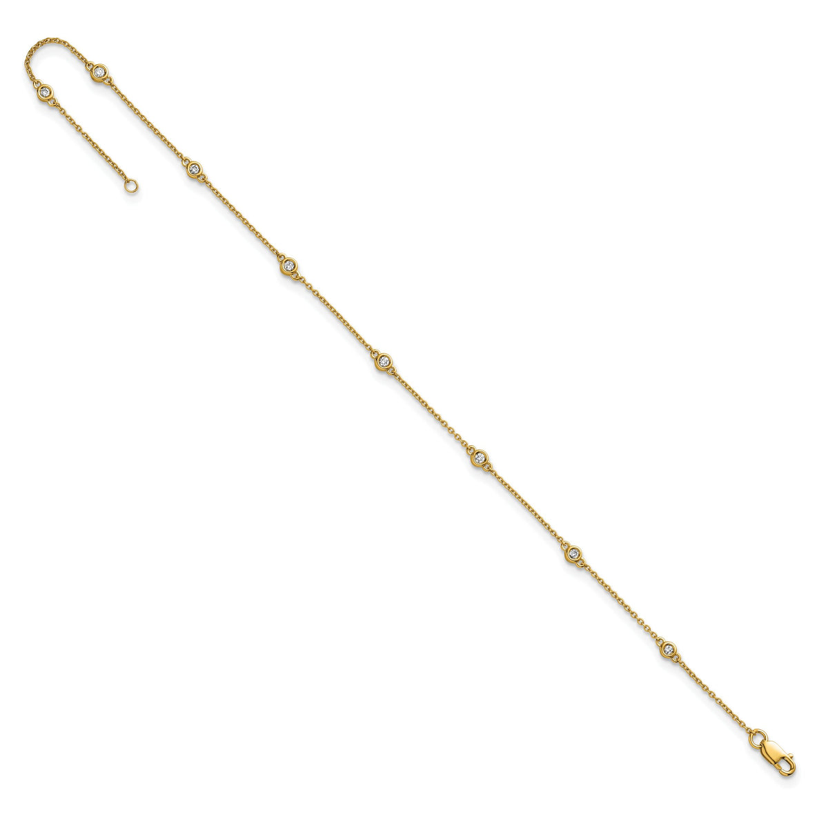 14k Diamond Station Cable Anklet-PM1010-013-YA-9