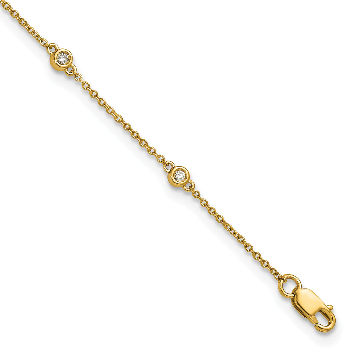 14k Diamond Station Cable Anklet-PM1010-013-YA-9