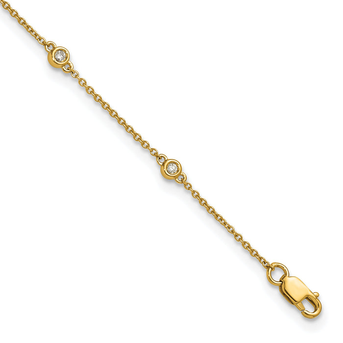 14k Diamond Station Cable Anklet-PM1010-013-YA-9