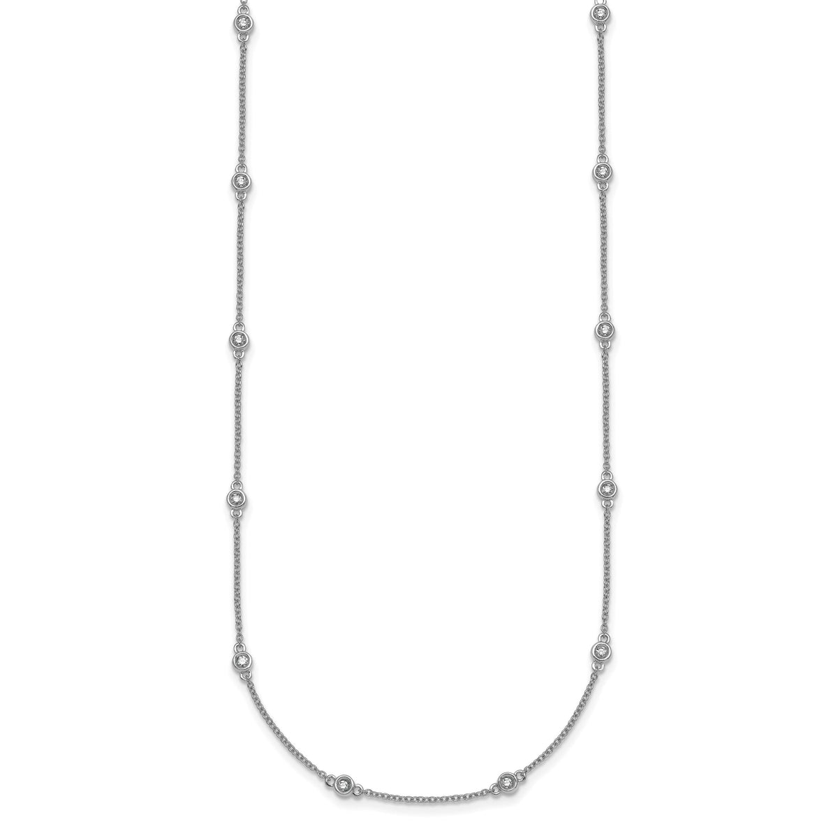 14k White Gold Diamond Station Cable Necklace-PM1010-027-WA-16