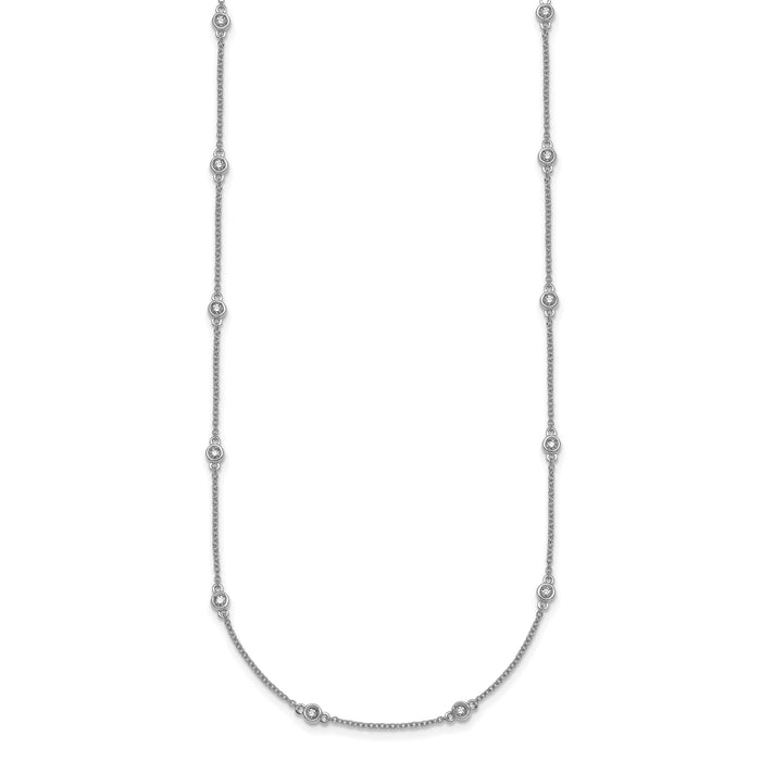 14k White Gold Diamond Station Cable Necklace-PM1010-027-WA-16