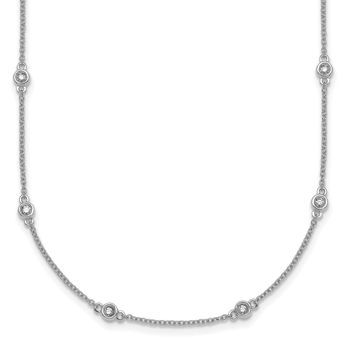 14k White Gold Diamond Station Cable Necklace-PM1010-033-WA-20