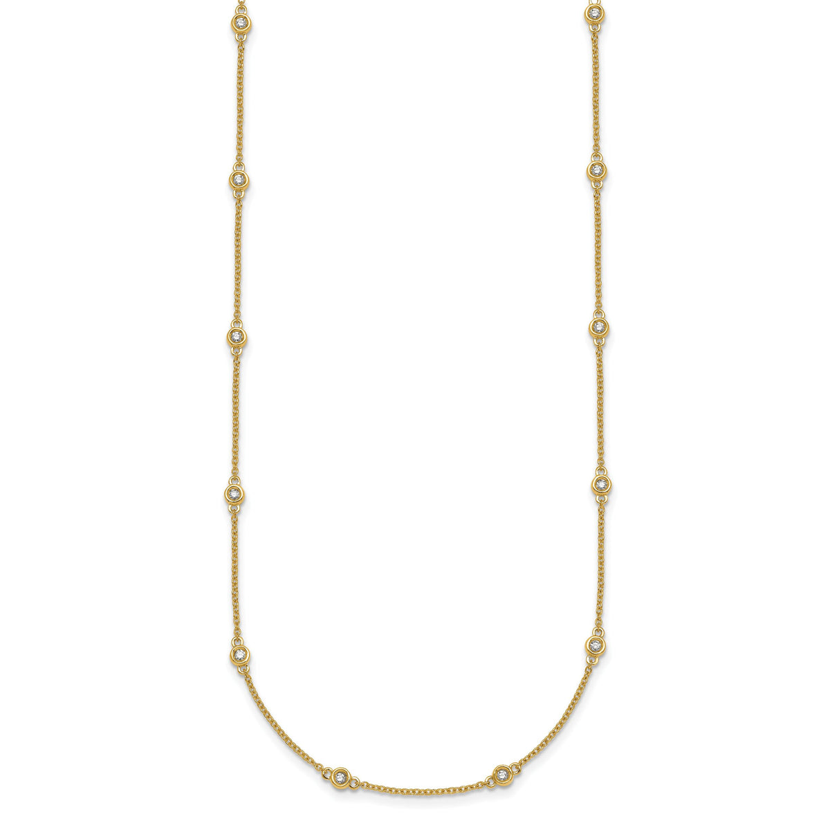 14k Diamond Station Cable Necklace-PM1010-031-YA-18