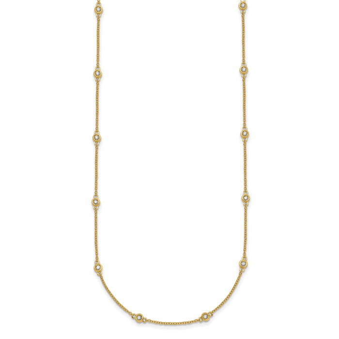 14k Diamond Station Cable Necklace-PM1010-031-YA-18