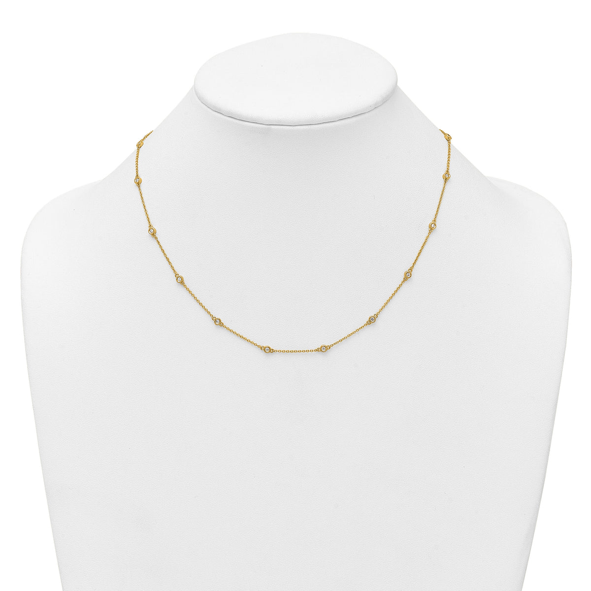14k Diamond Station Cable Necklace-PM1010-031-YA-18